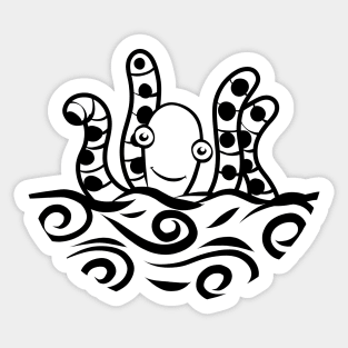 Friendly black & white Octopus Sticker